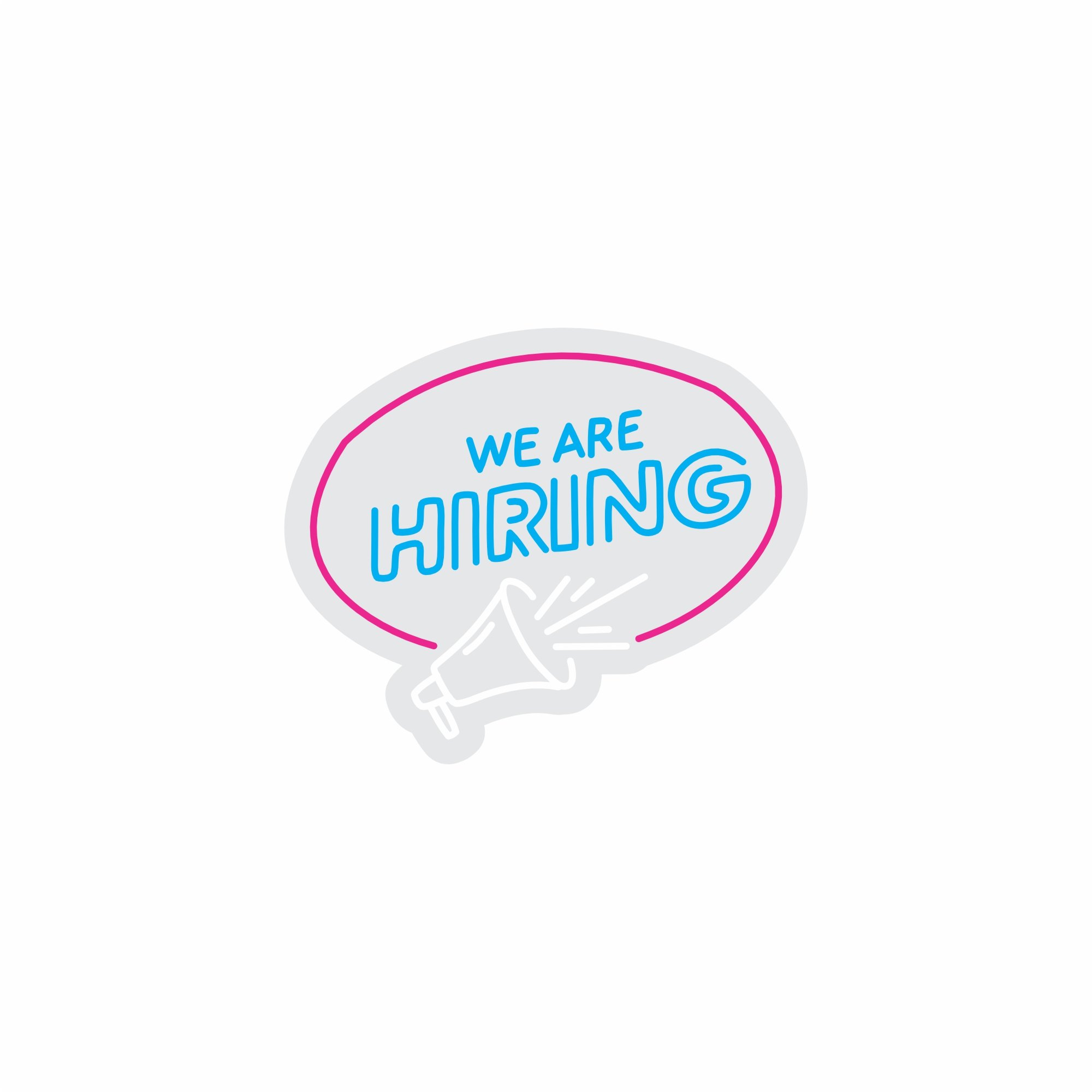 Custom Neon | We Are Hiring Neon Sign | 20x24 | Ice Blue, Hot Pink, White 3