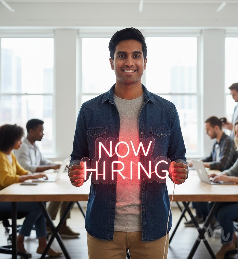 Custom Neon | Now Hiring Neon Sign | 11x24 | Hot Pink Light for Business Design