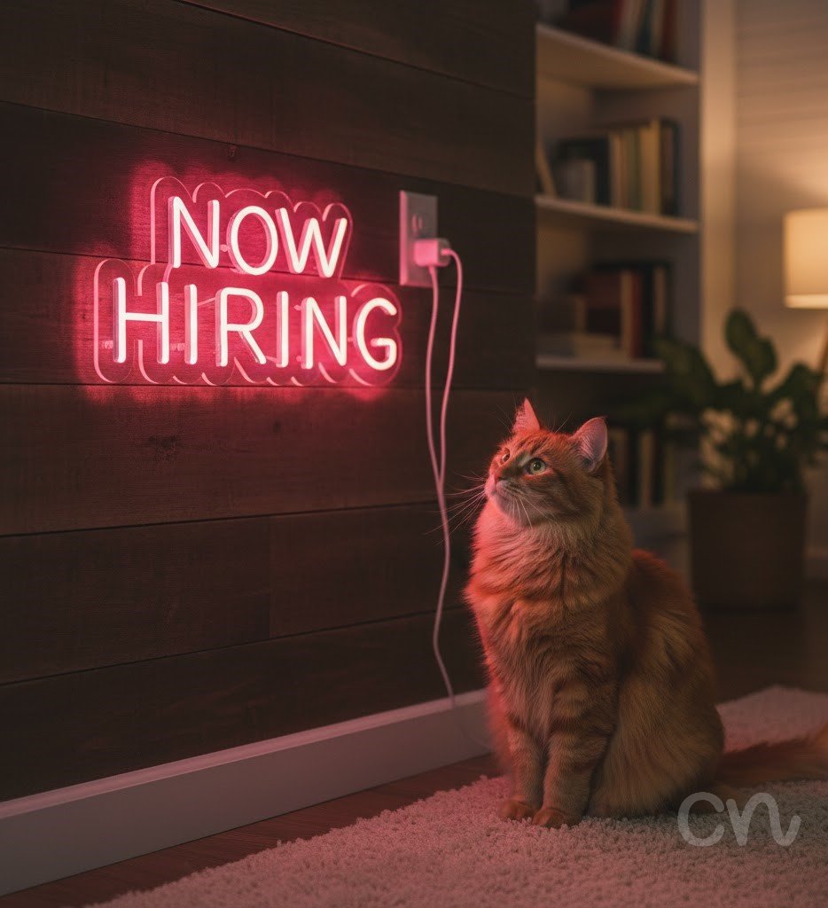 Custom Neon | Now Hiring Neon Sign | 11x24 | Hot Pink Light for Business Design 2