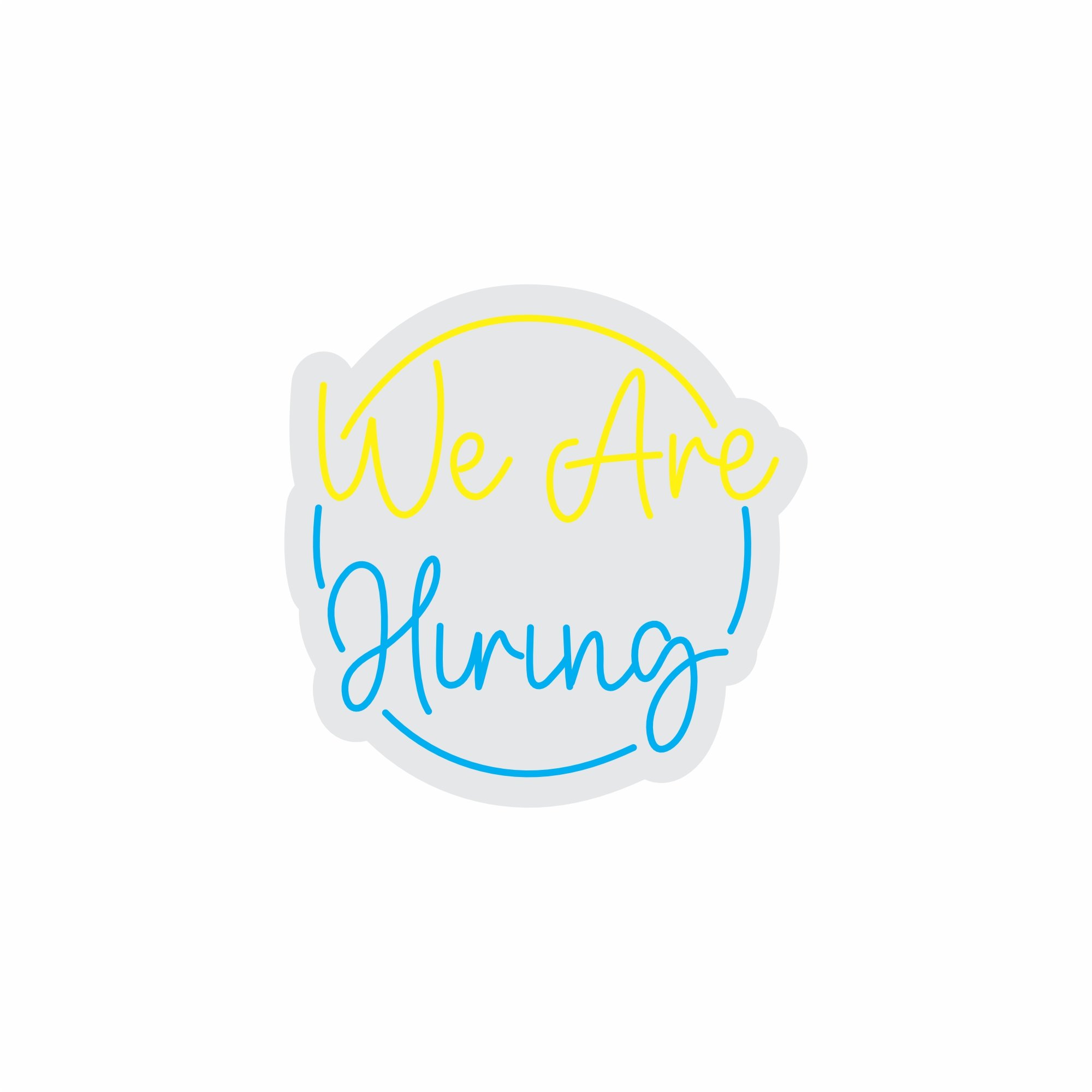 Custom Neon | We Are Hiring Neon Sign | 24x24 | Yellow Blue Colorful Neon Sign 3