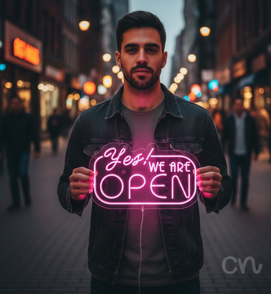 Custom Neon | Yes! We Are Open Neon Sign | 14x24 | Pink