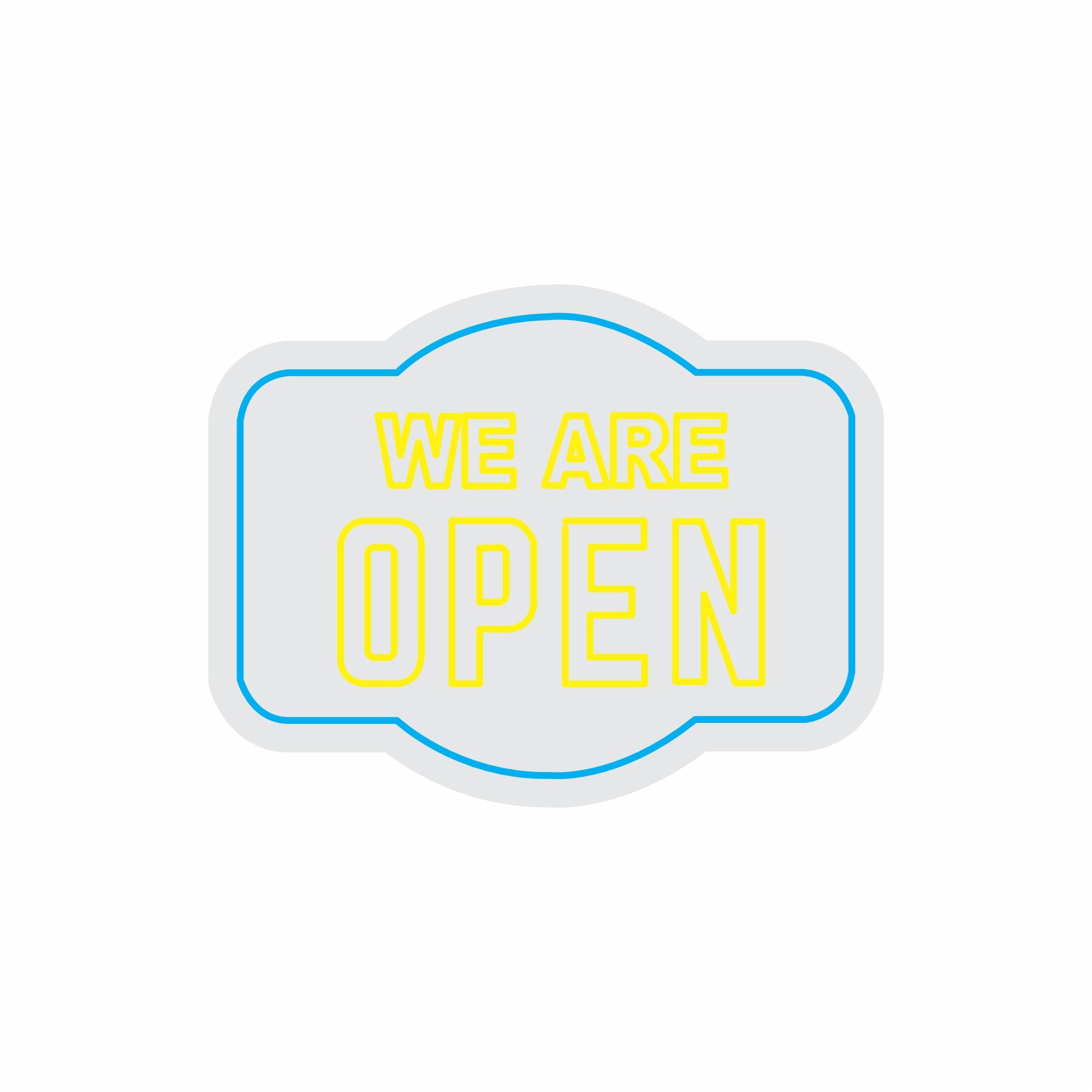 Custom Neon | We Are Open Neon Sign | 24x31 | Yellow and Blue 3
