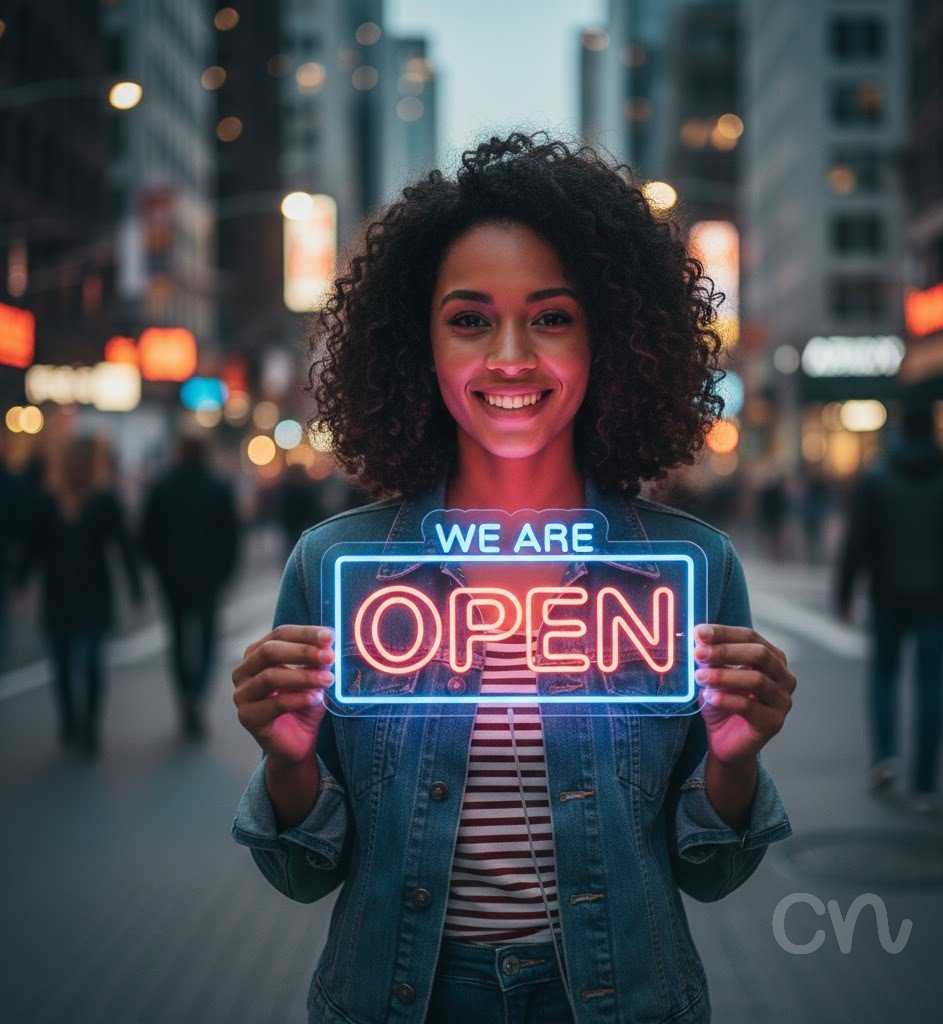 Custom Neon | We Are Open Neon Sign | 20x24 Inches | Blue Red Bright Neon Sign