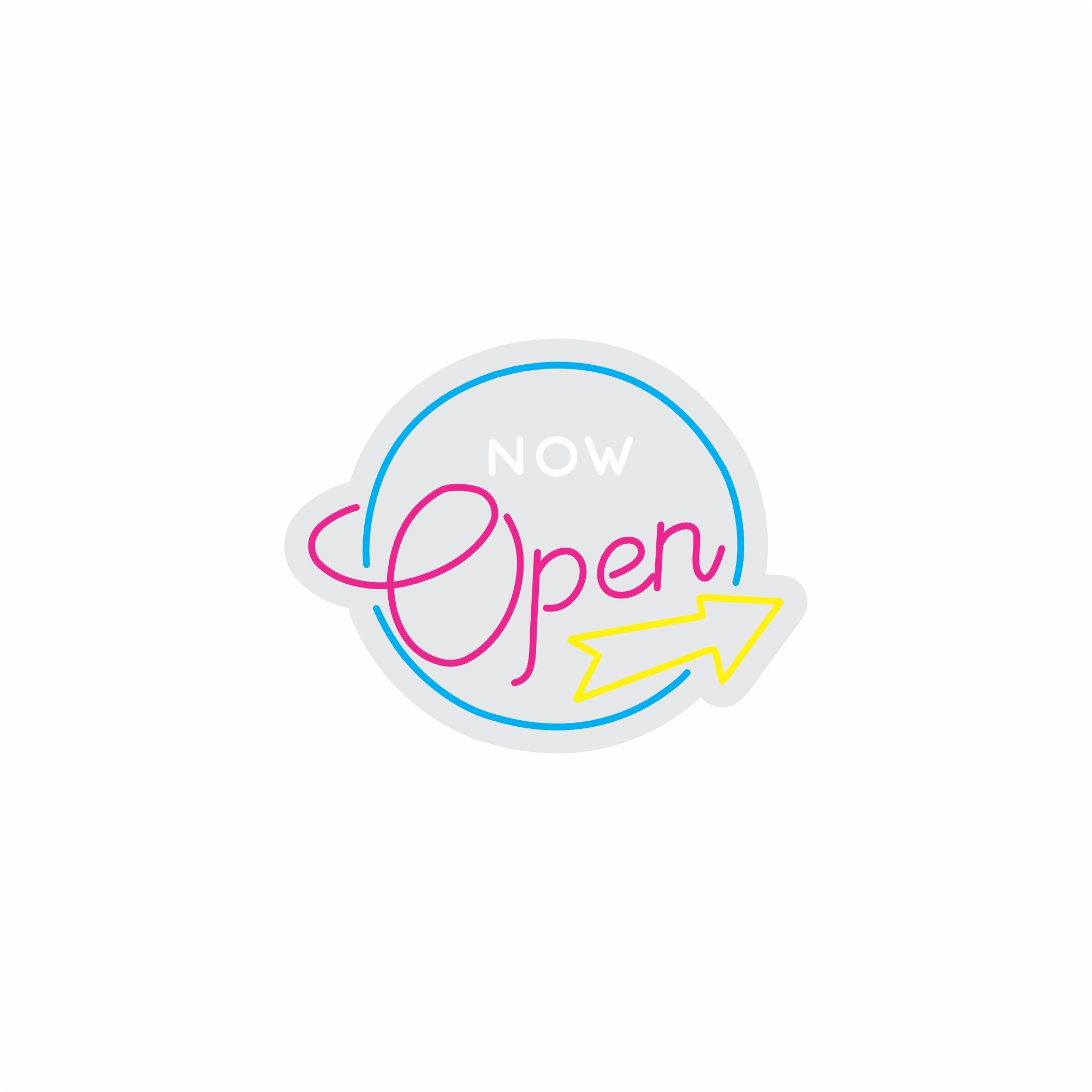 Custom Neon | Now Open Neon Sign | 19x24 Inches | Hot Pink Ice Blue Yellow Colors 3