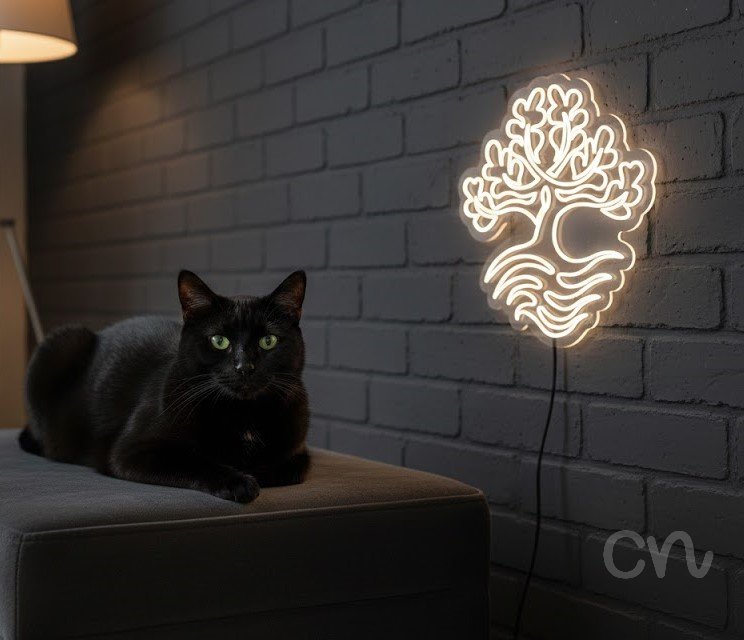 Custom Neon | Tree Design Neon Sign | 24x23 | Warm White Neon Sign for Home Decor 2