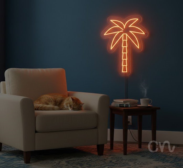 Custom Neon | Palm Tree Neon Sign | 24x19 | Orange Neon Sign for Home Bar Party Decor 2