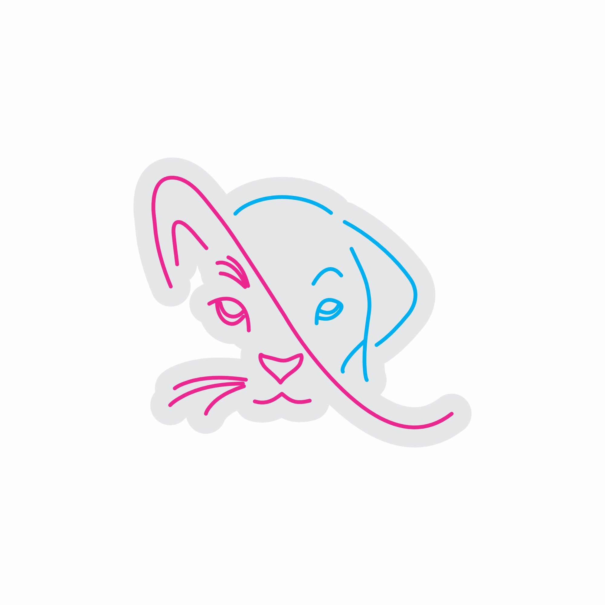 Custom Neon | Cat and Dog Neon Sign | 24x28 | Hot Pink and Ice Blue Neon Sign 3