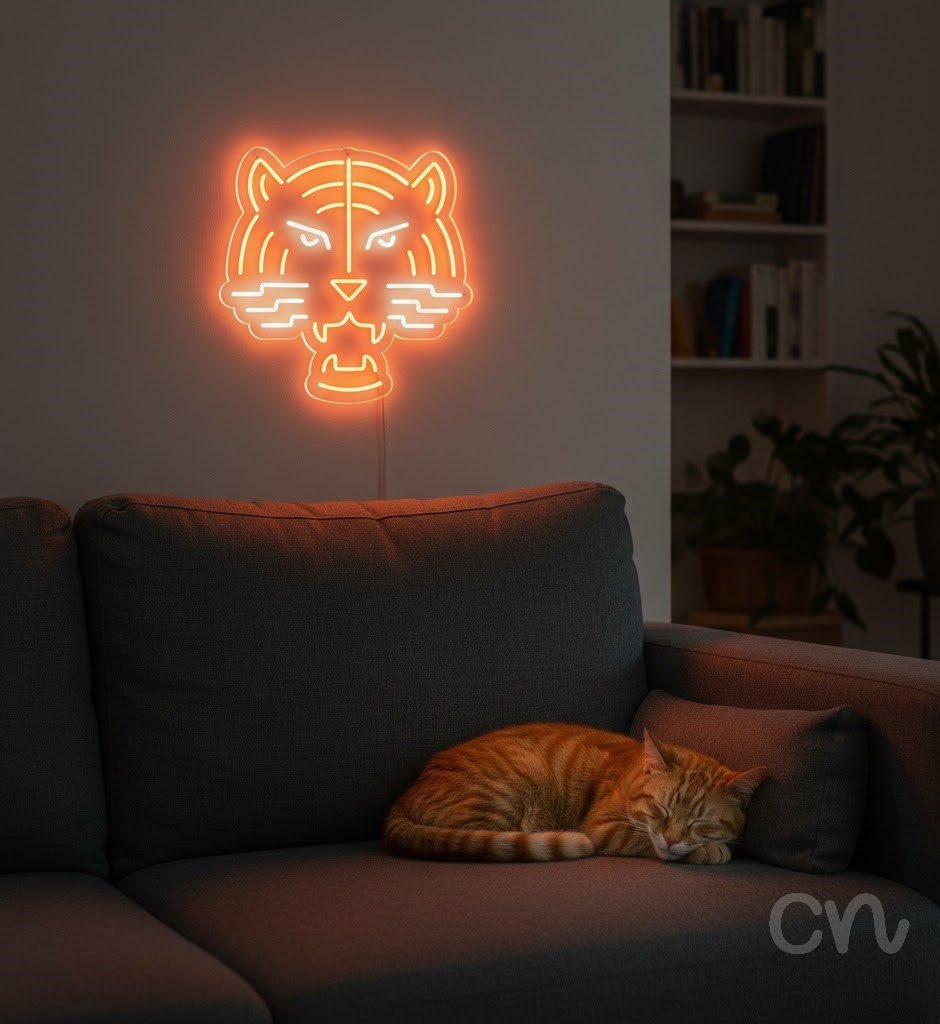 Custom Neon | Tiger Face Neon Sign | 24x24 In. | Orange Neon Sign for Wall Decor 2