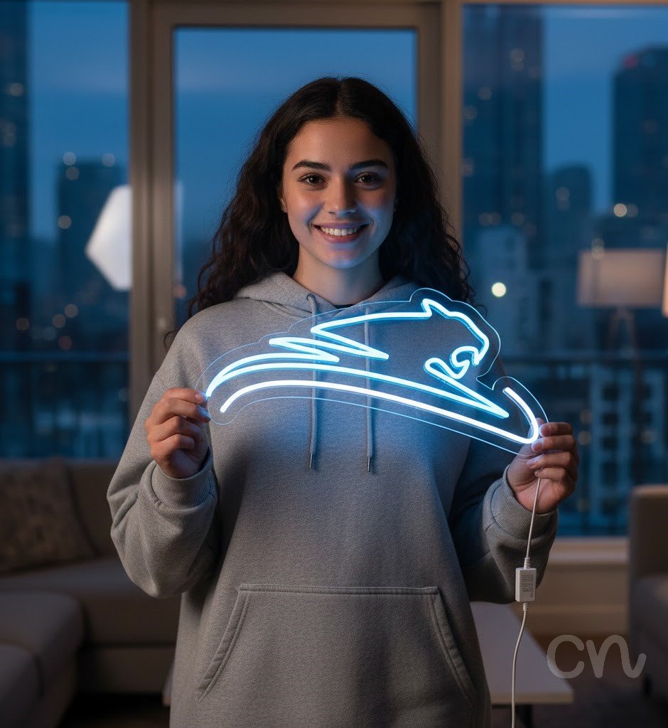 Custom Neon | Running Cheetah Neon Sign | 12x26 | Light Blue