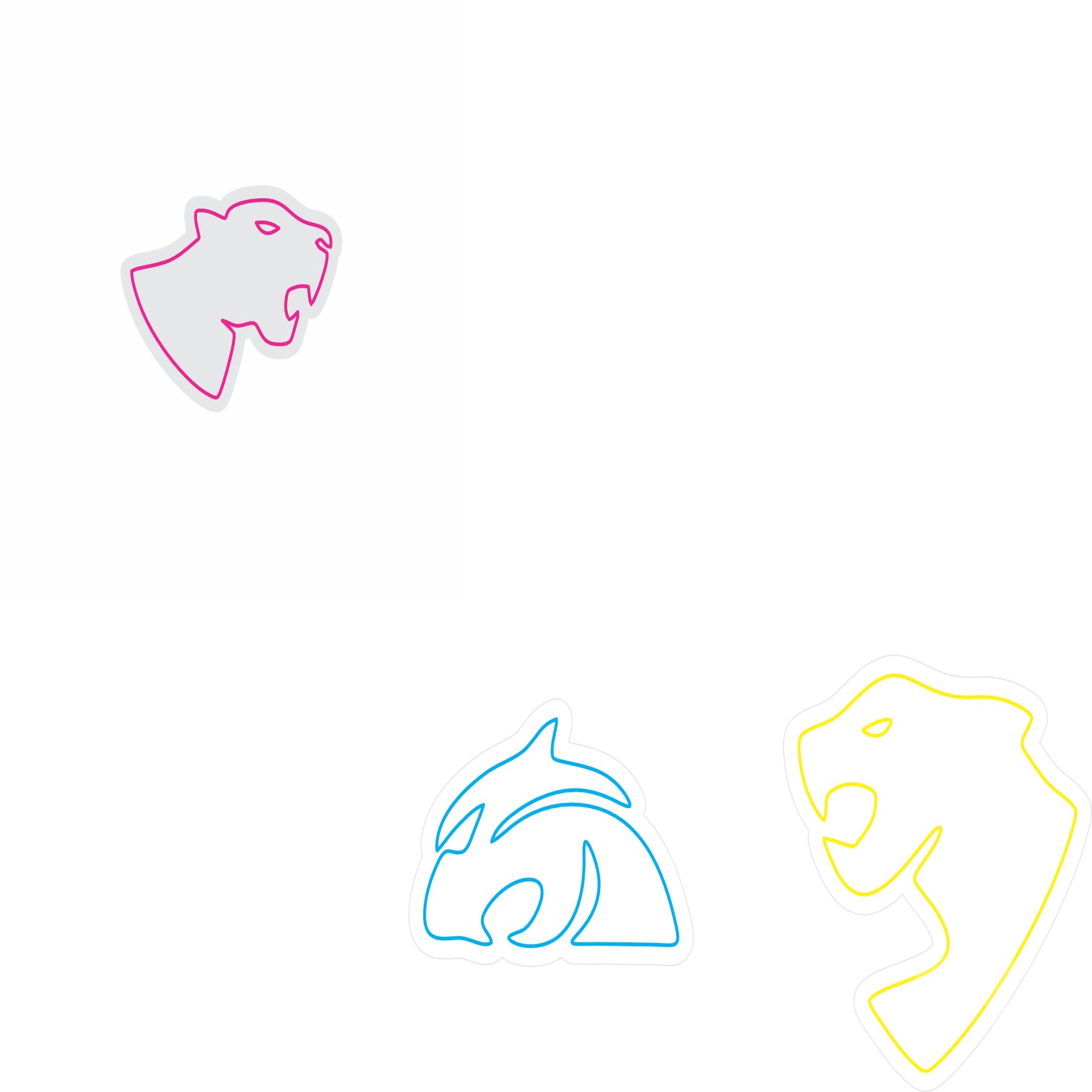 Custom Neon | Panther Heads Design Neon Sign | 19x24 | Hot Pink Ice Blue Yellow 3