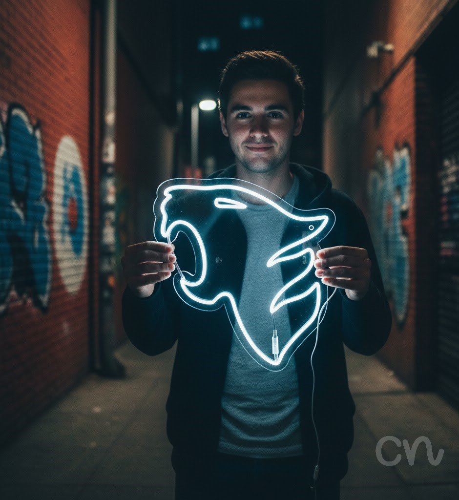 Custom Neon | Abstract Lion Head Neon Sign | 25x23 Inches | Warm White