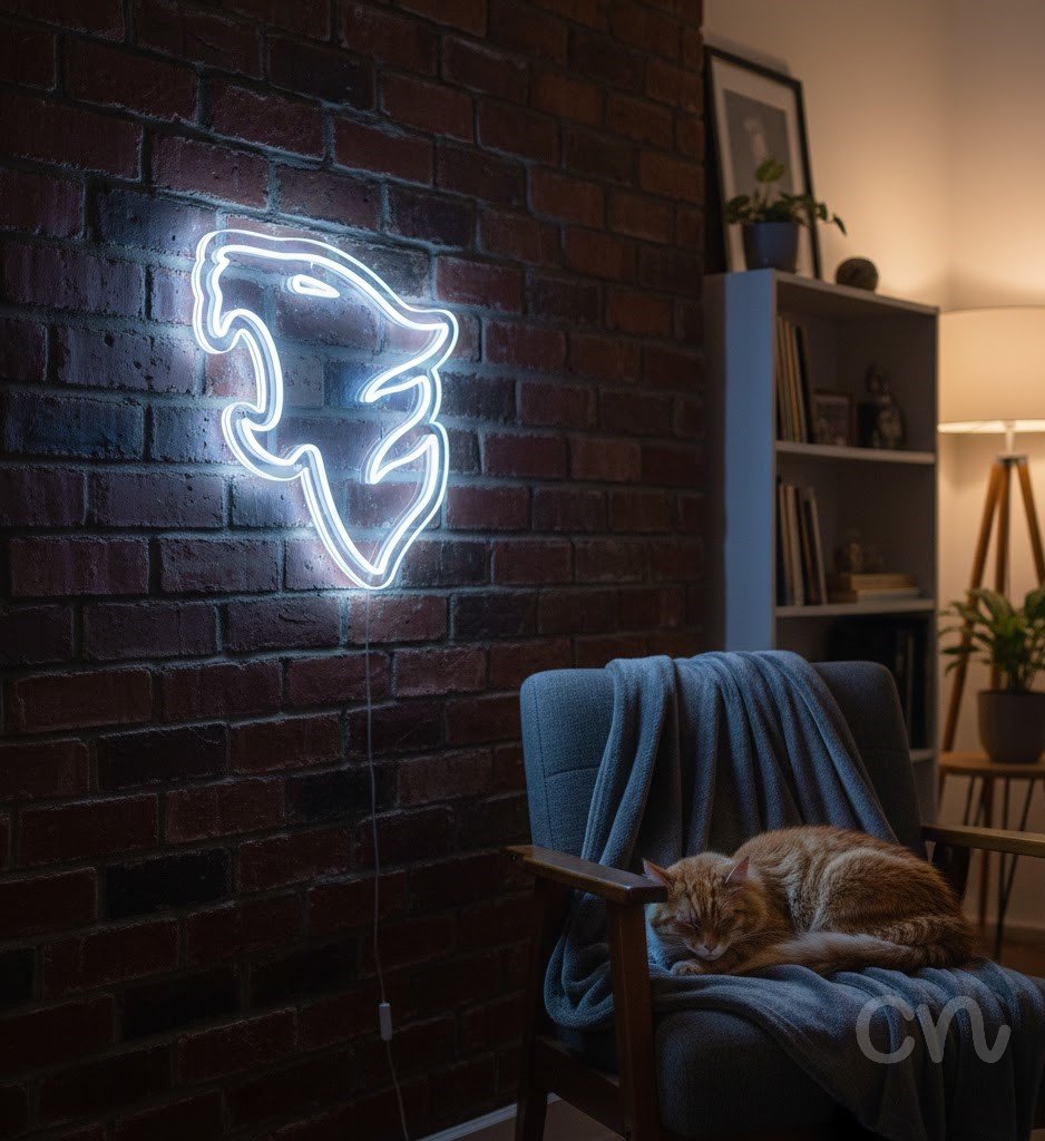Custom Neon | Abstract Lion Head Neon Sign | 25x23 Inches | Warm White 2