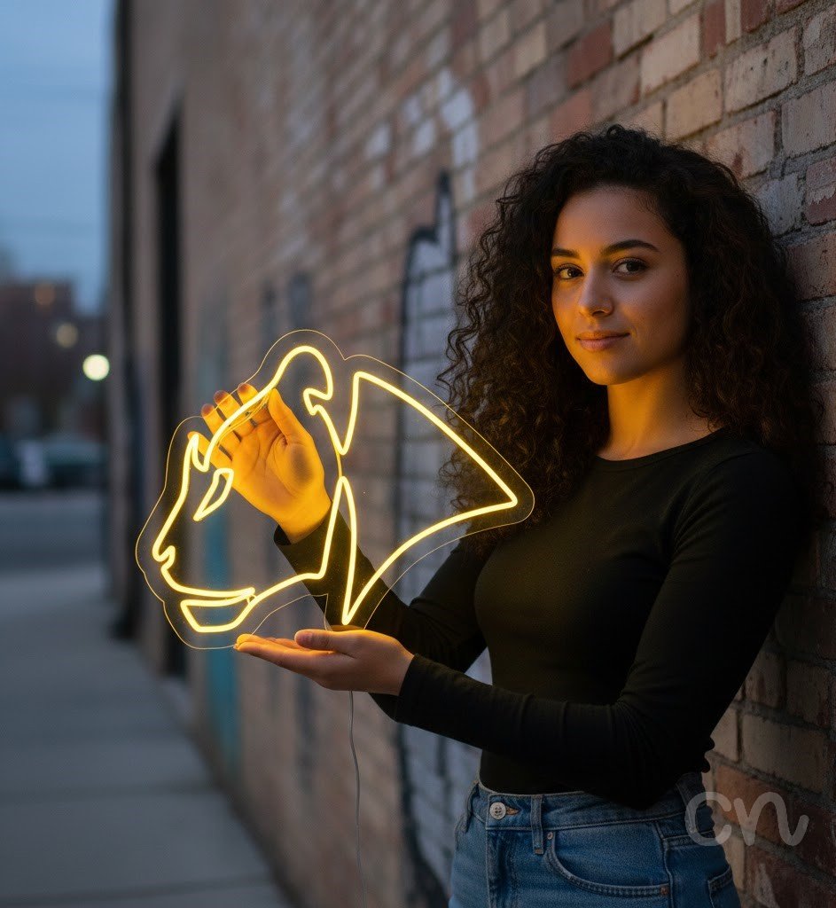 Custom Neon | Bull Head Neon Sign | 26x31.jp | Yellow Neon Sign for Home Bar Decor