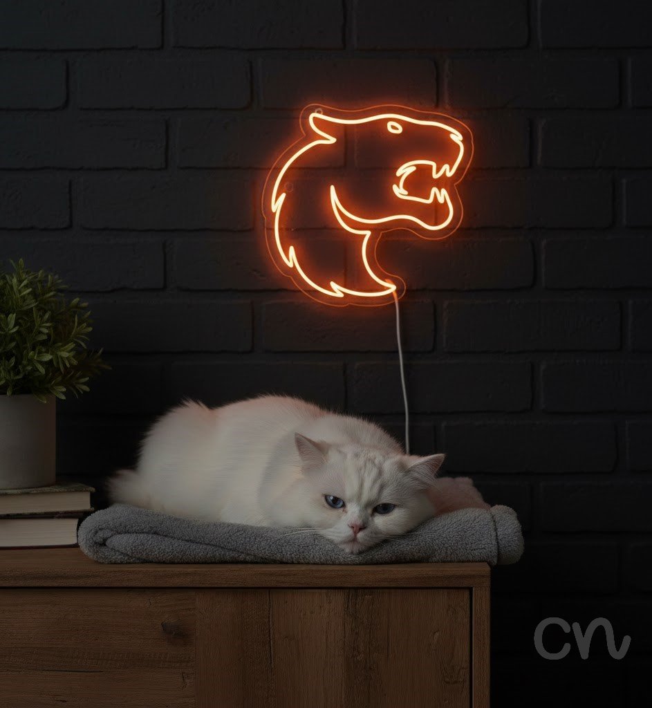 Custom Neon | Bear Head Neon Sign | 23x24 Inches | Orange Neon Sign for Home Decor 2