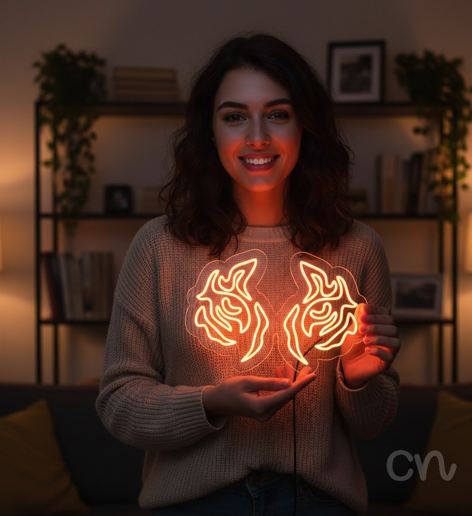 Custom Neon | Tiger Faces Neon Sign | 16x24 Inches | Orange Bright Neon Decor