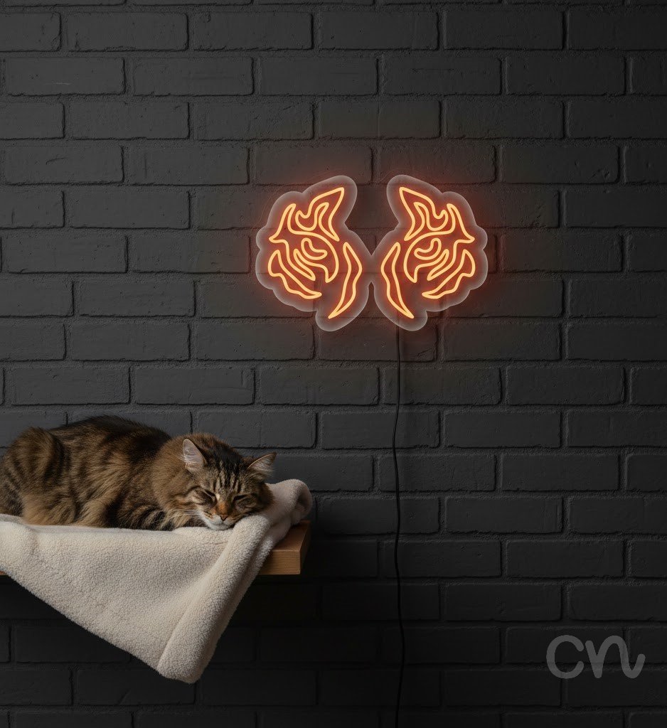 Custom Neon | Tiger Faces Neon Sign | 16x24 Inches | Orange Bright Neon Decor 2