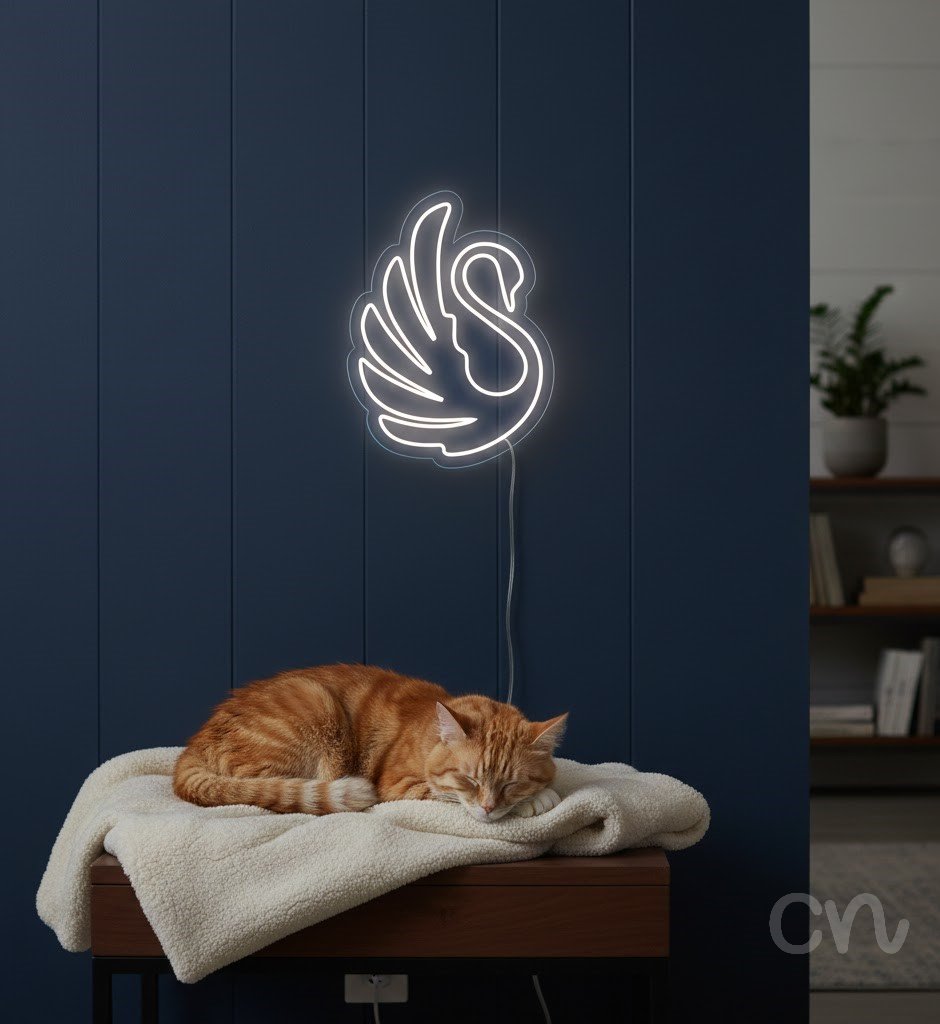 Custom Neon | Swan Neon Sign | 21x24 | White Neon Sign for Decor and Bedroom 2