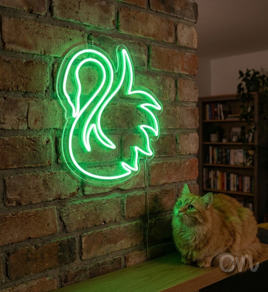 Custom Neon | Swan Design Neon Sign | 21x24 Inches | Green Neon Sign for Decor 2