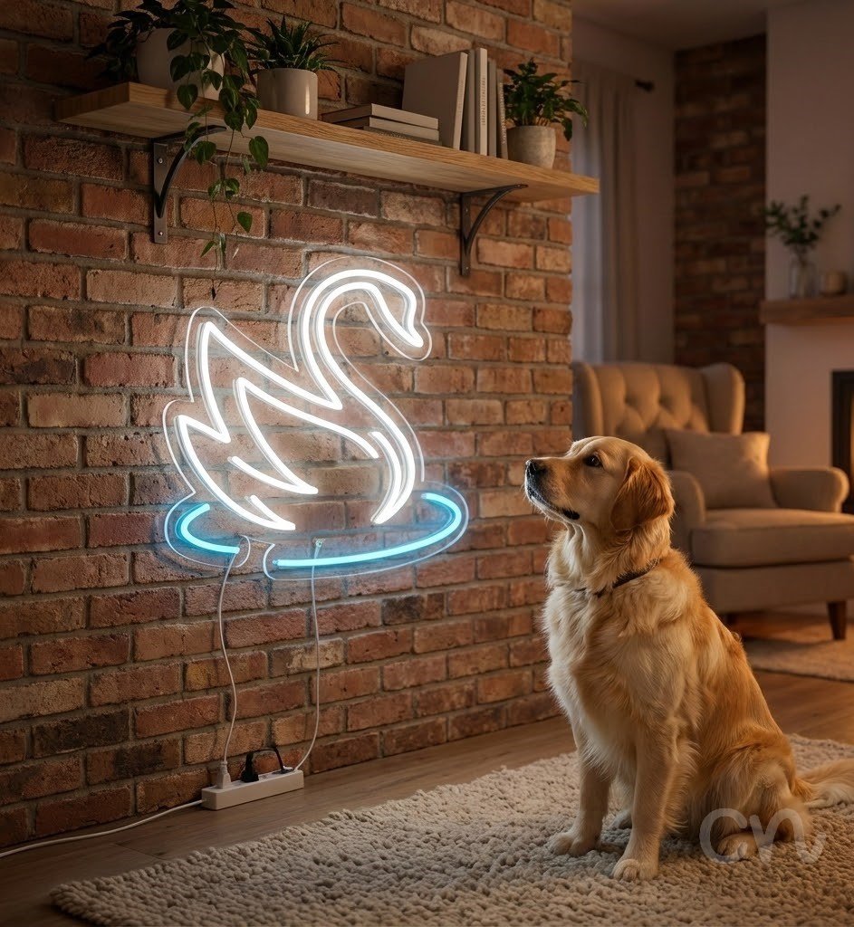 Custom Neon | Swan Neon Sign | 21x24 | Ice Blue Neon Sign for Home Bar Bedroom Decor 2