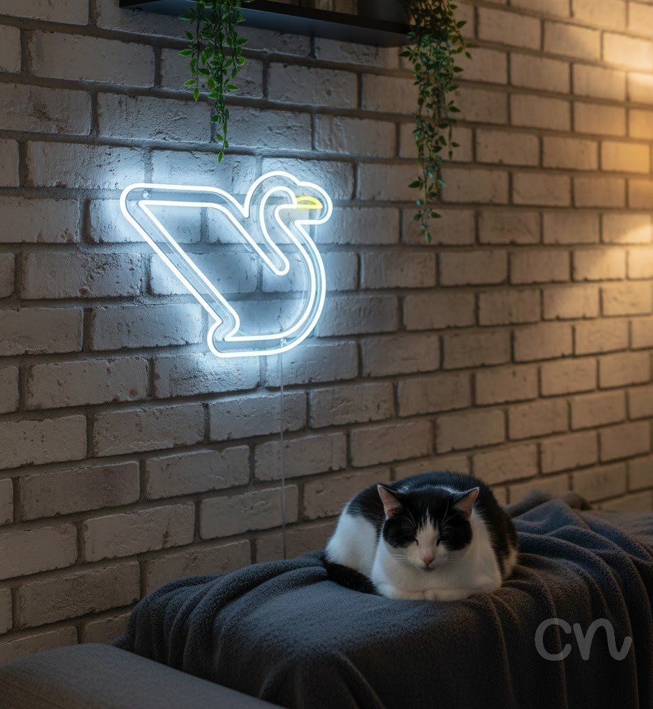 Custom Neon | Swan Neon Sign | 21x24 | White and Yellow Neon Decor for Home and Bar 2