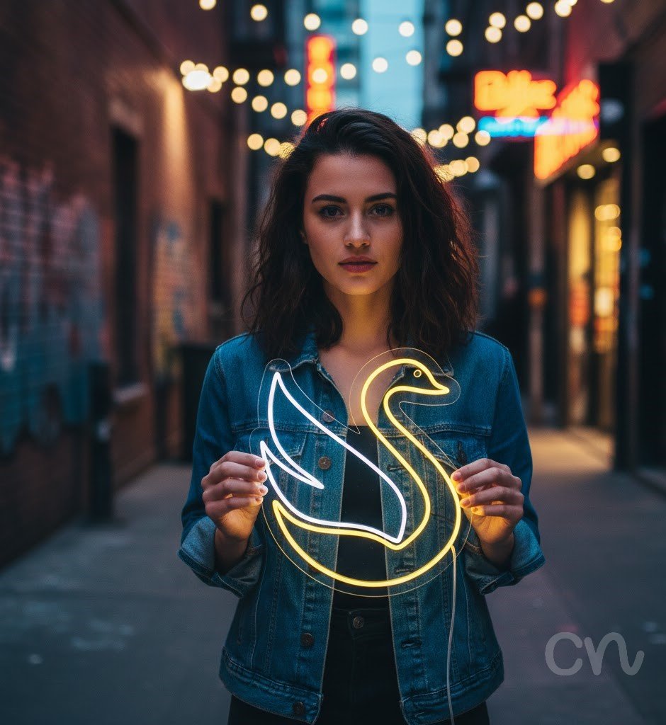 Custom Neon | Swan Neon Sign | 21x24 Inches | Yellow Neon Light for Home Decor