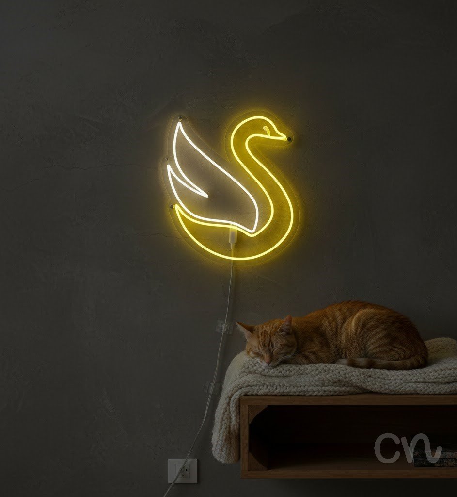 Custom Neon | Swan Neon Sign | 21x24 Inches | Yellow Neon Sign for Home Decor 2