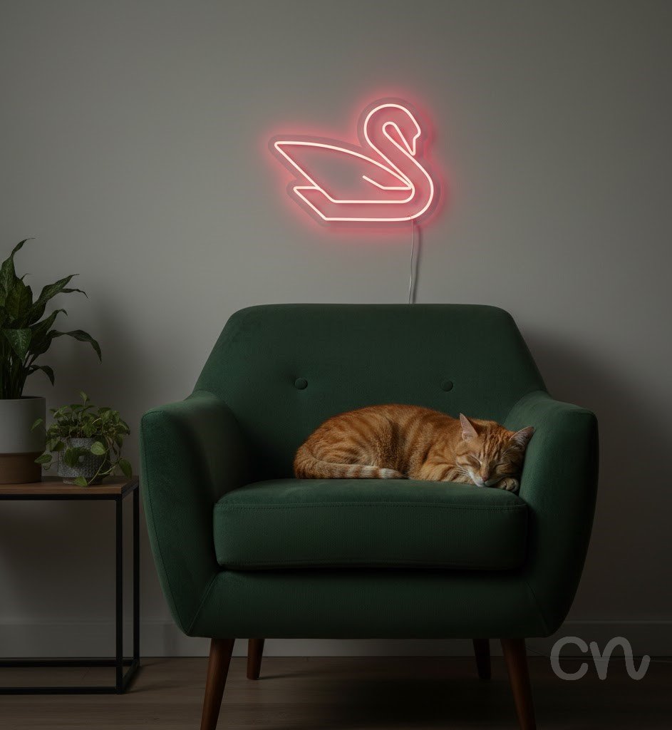 Custom Neon | Swan Neon Sign | 21x24 | Hot Pink Neon Sign for Bedroom Bar Party Decor 2