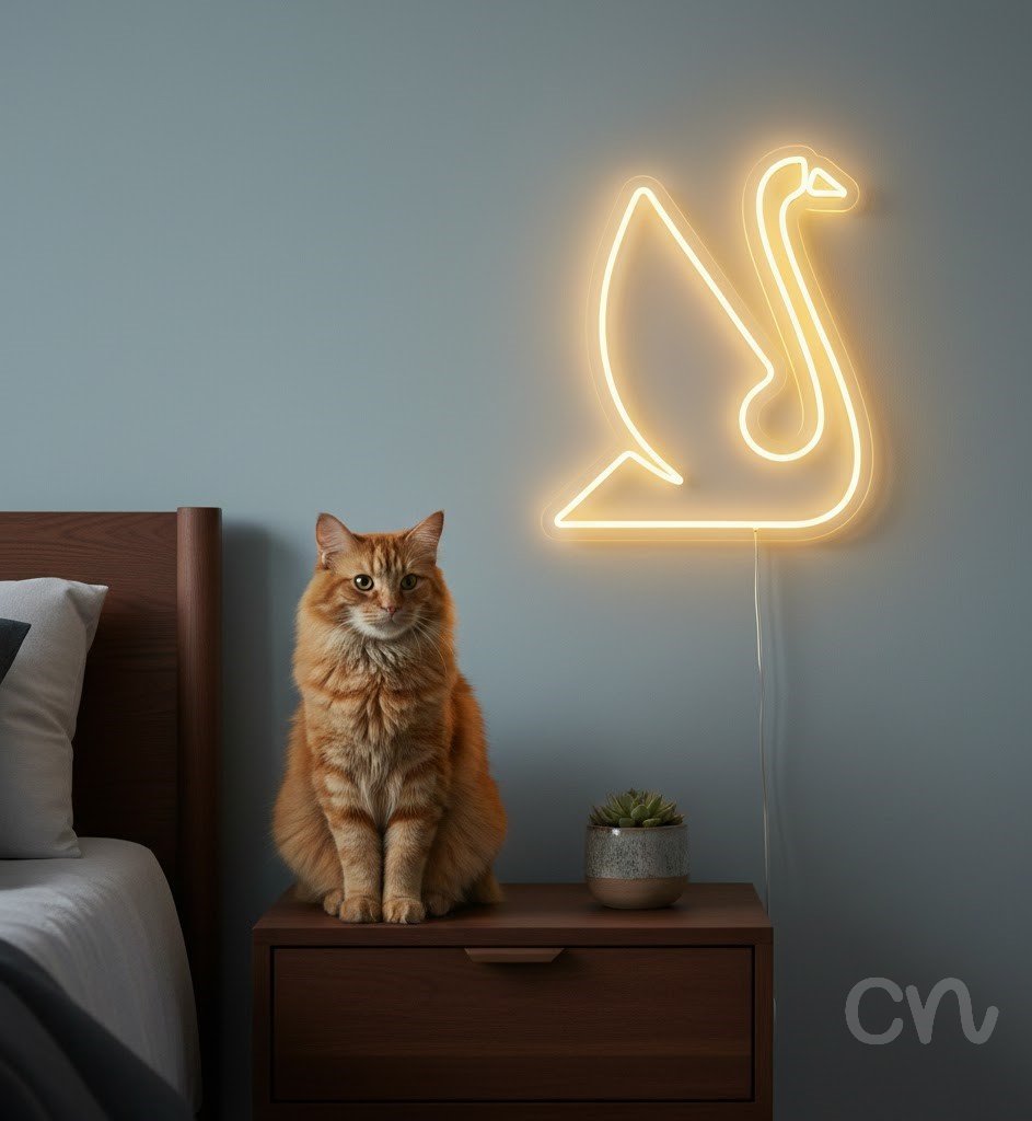 Custom Neon | Swan Neon Sign | 21x24 | Yellow Neon Sign for Home or Office Decor 2