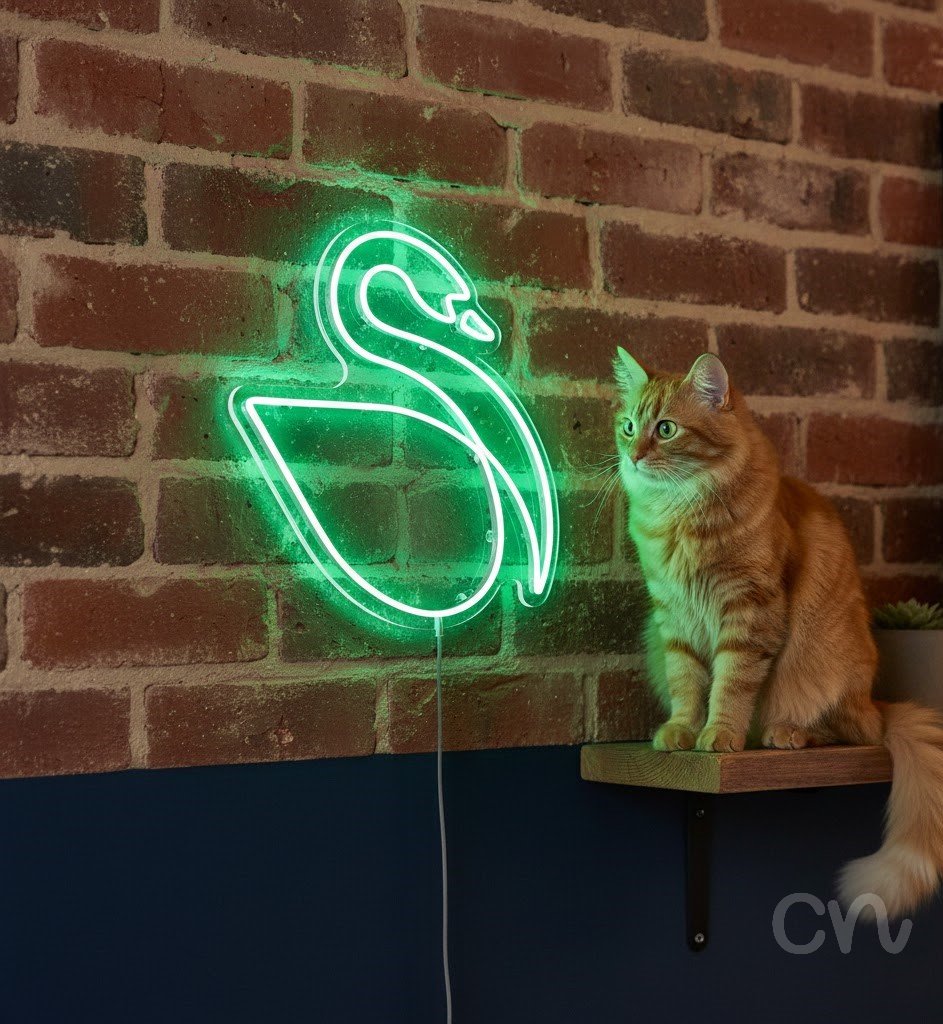 Custom Neon | Swan Neon Sign | 25x23 | Green Neon Sign for Home Decor and Wall Art 2