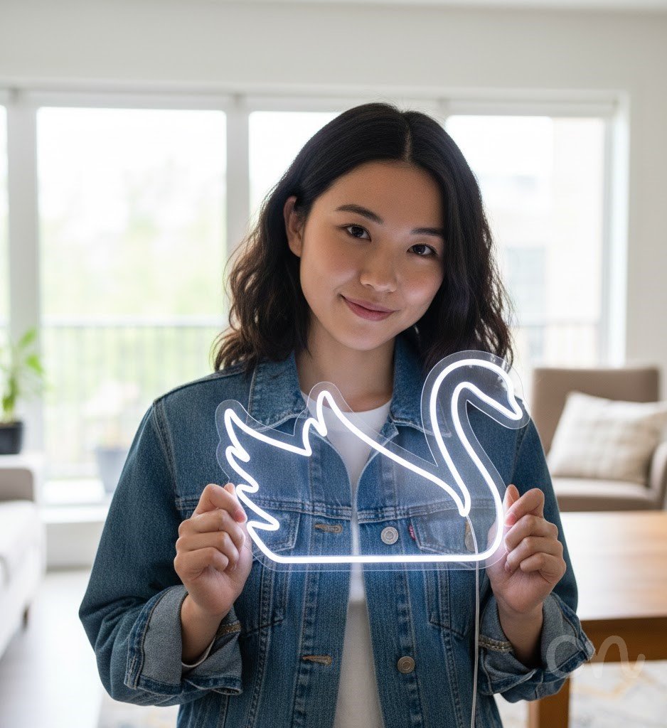 Custom Neon | Swan Neon Sign | 17x24 Inches | Warm White Neon Sign for Home Decor