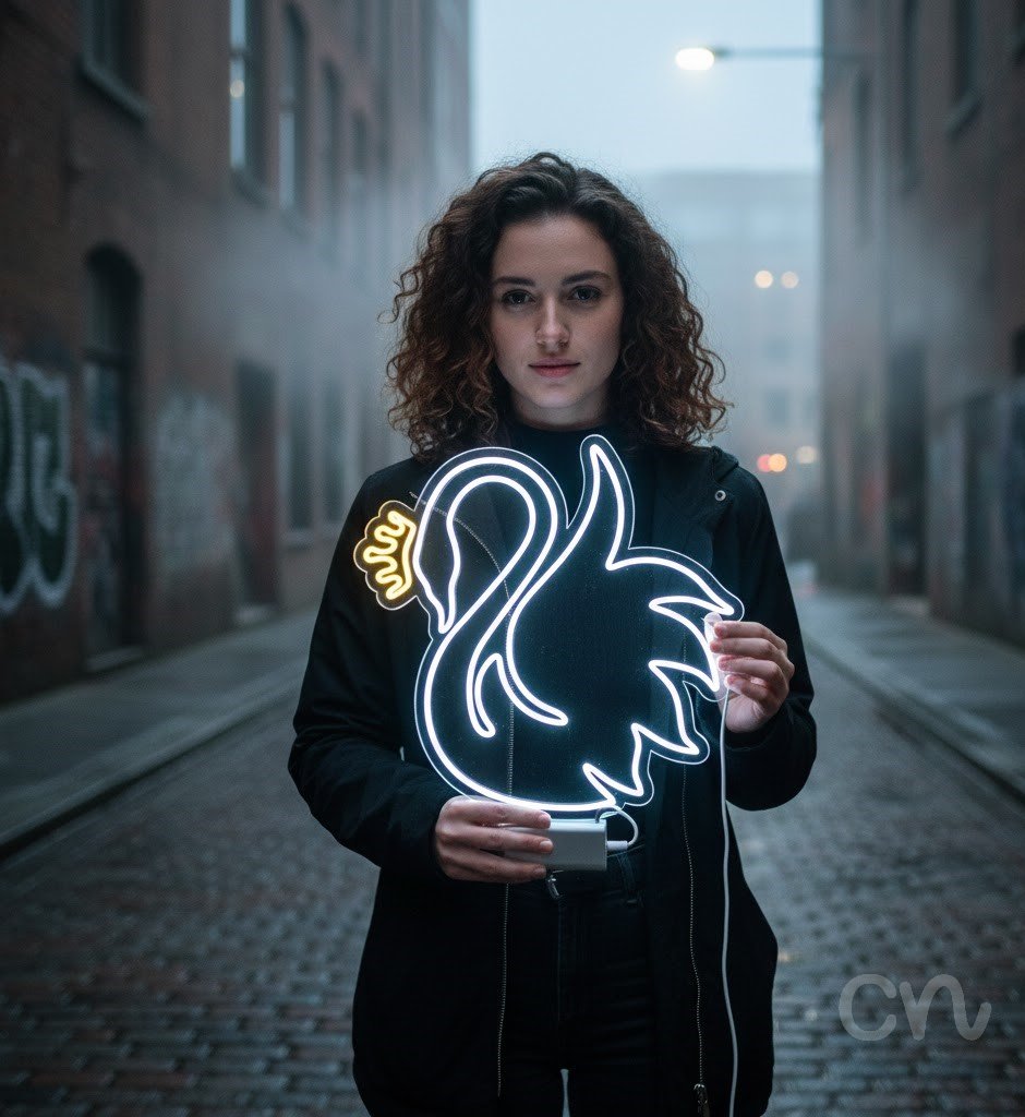 Custom Neon | Swan Neon Sign | 21x24 | Warm White, Yellow Neon Light for Home Decor