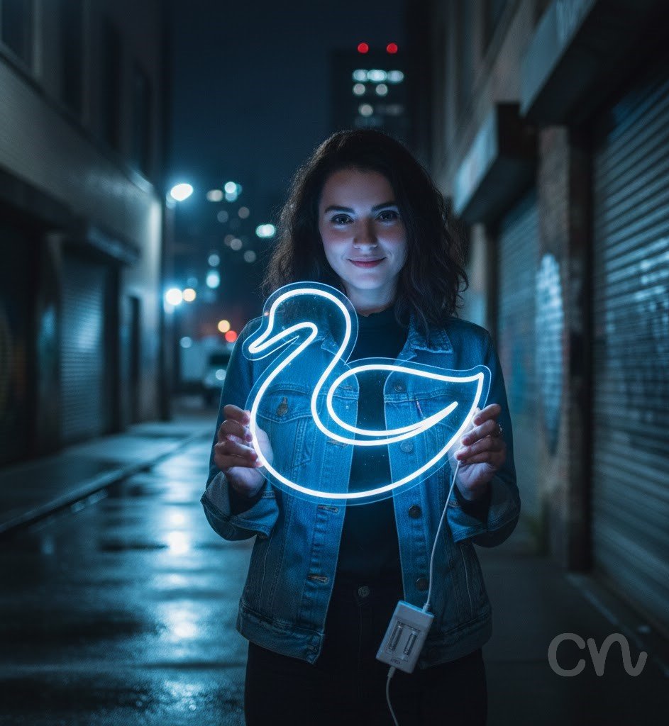 Custom Neon | Swan Neon Sign | 22x24 Inches | Warm White Neon Sign for Home Decor