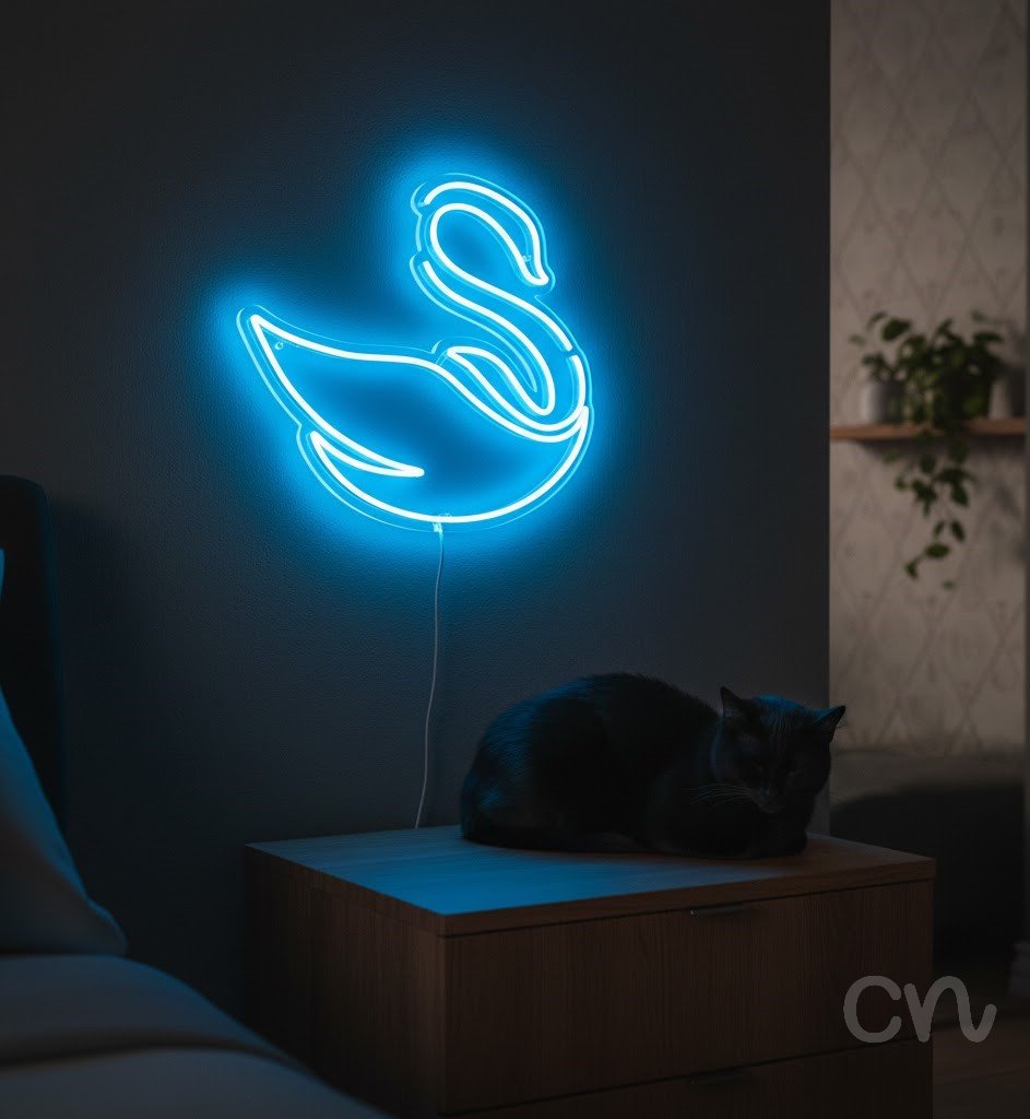 Custom Neon | Swan Neon Sign | 24x26 | Ice Blue Neon Sign for Home Decor & Wall Art 2