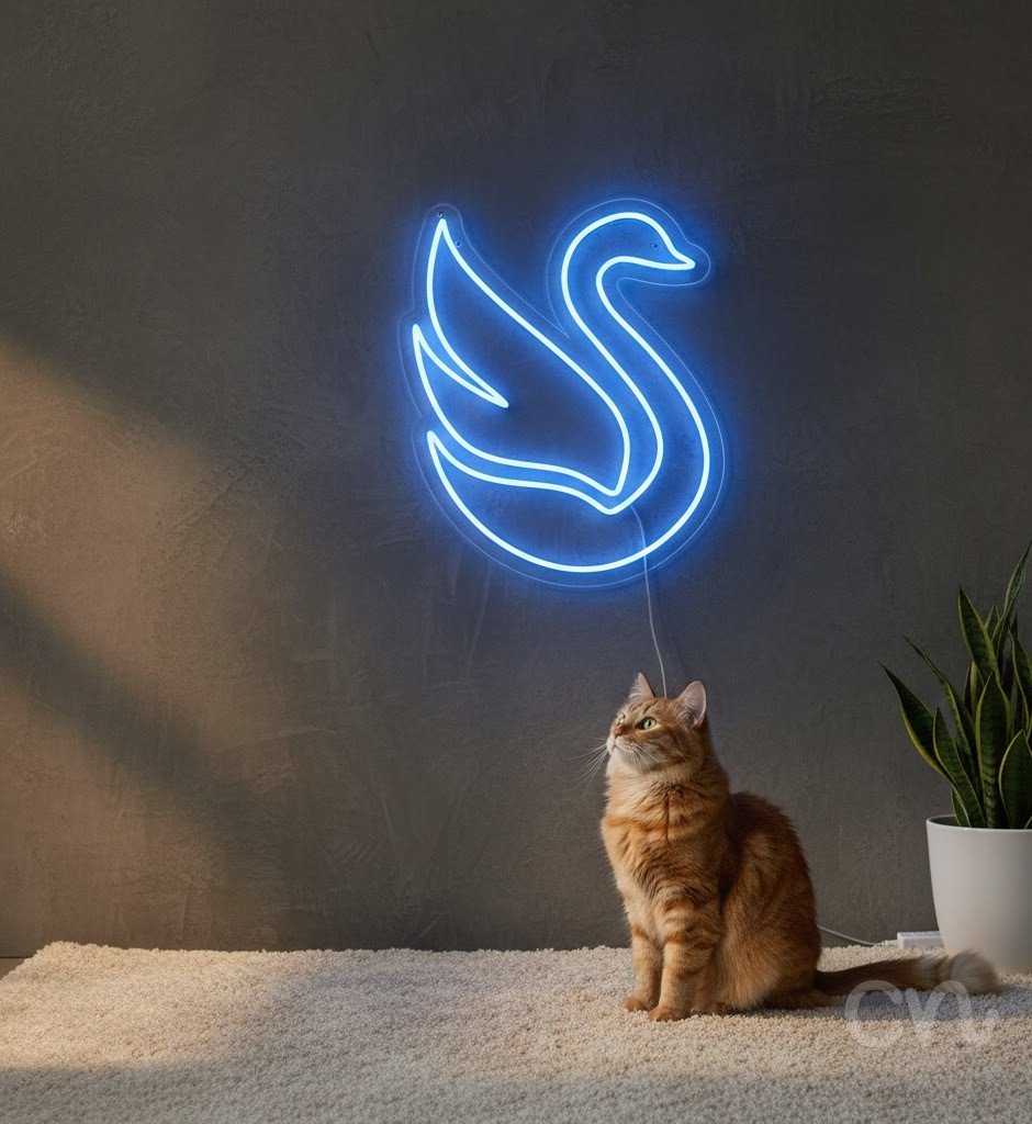 Custom Neon | Swan Neon Sign | 21x24 | Ice Blue Neon Sign for Bedroom, Decor and Party 2