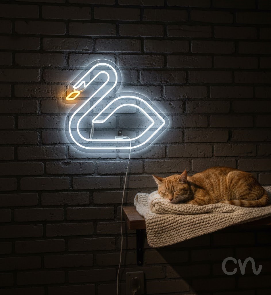 Custom Neon | Swan Neon Sign | 21x24 Inches | Warm White and Yellow Neon Light 2