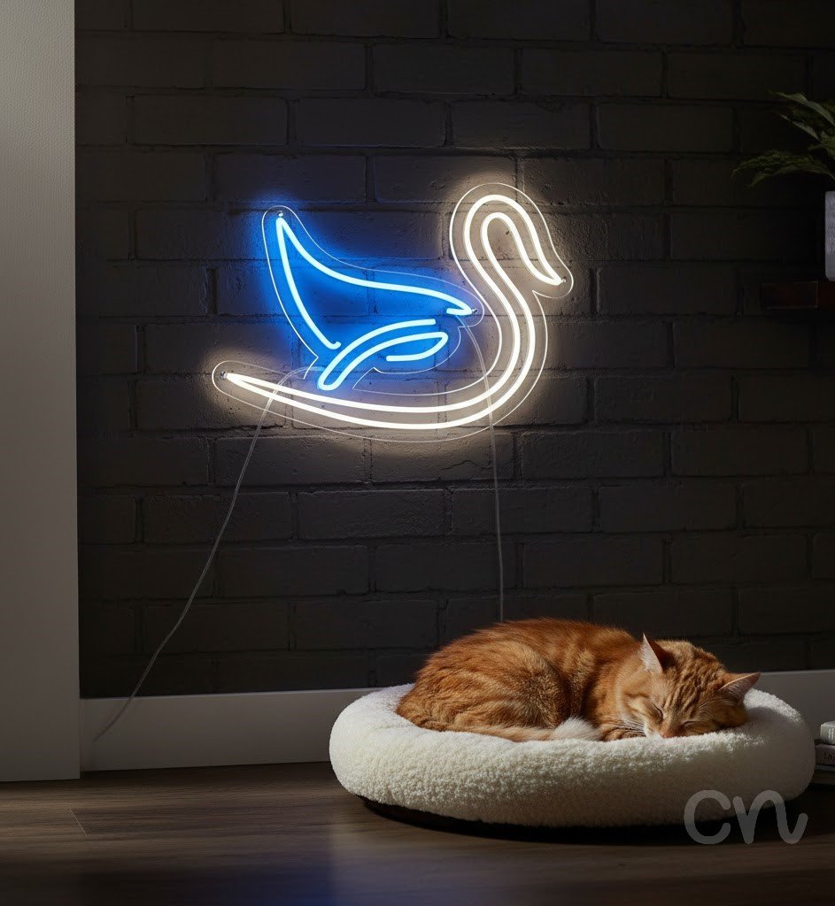 Custom Neon | Swan Neon Sign | 21x24 | Ice Blue Neon Lighting for Home Decor 2