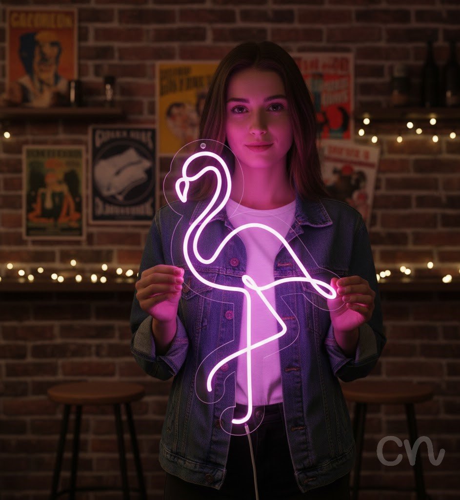 Custom Neon | Flamingo Neon Sign | 24x15 Inches | Hot Pink Neon Sign for Decor