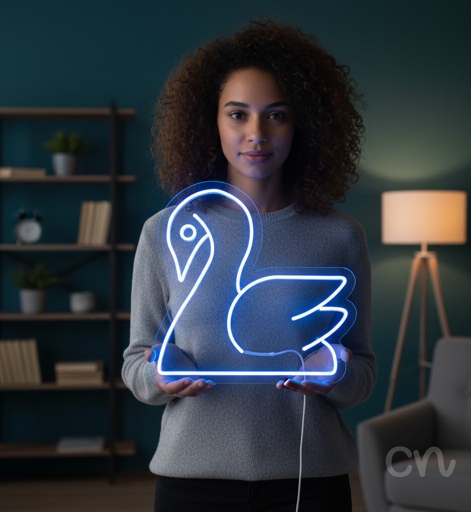 Custom Neon | Swan Neon Sign | 21x24 | Light Blue Sign for Home Decor and Bedroom
