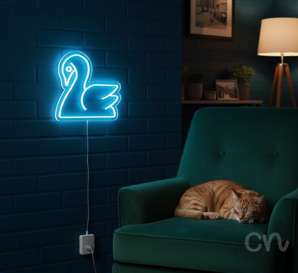 Custom Neon | Swan Neon Sign | 21x24 | Light Blue Sign for Home Decor and Bedroom 2