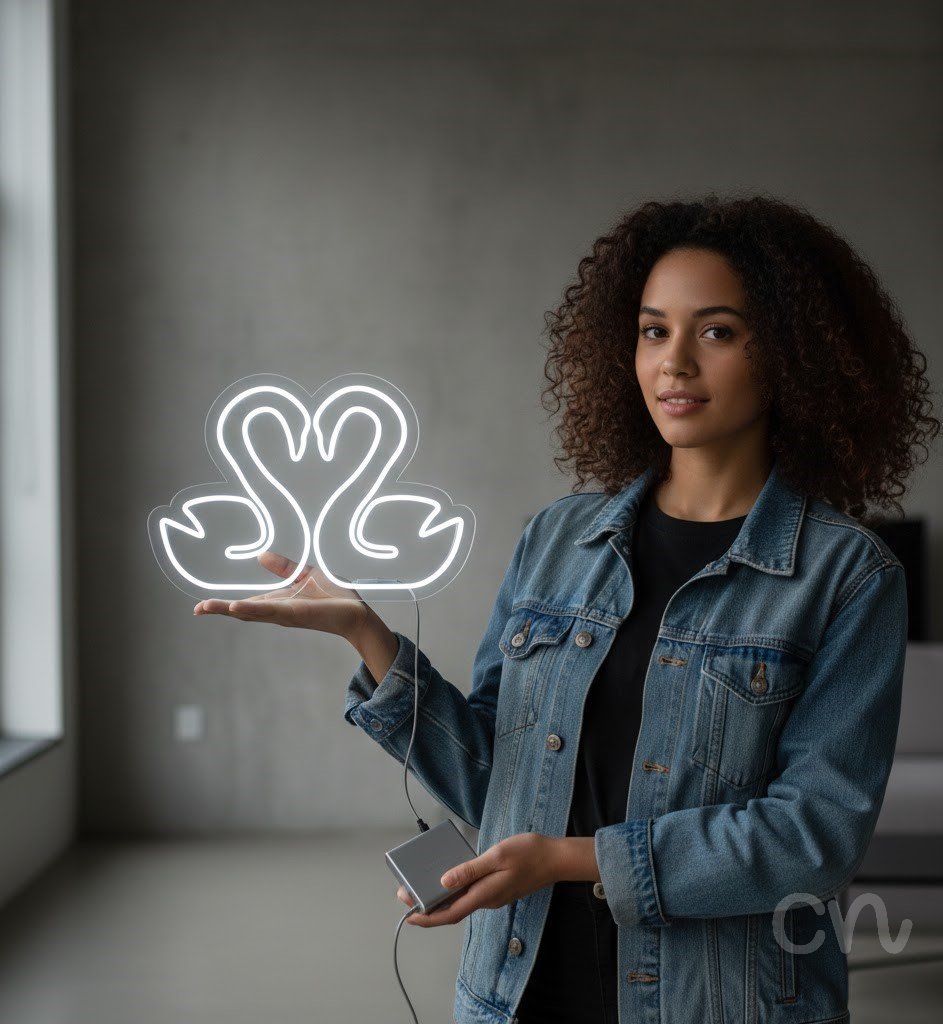 Custom Neon | Abstract Swirl Neon Sign | 21x24 | Warm White