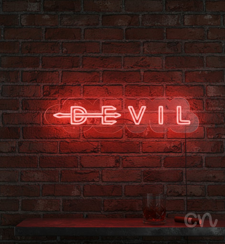 Custom Neon | Devil Neon Sign | 7x30 | Hot Pink Neon Sign for Bedroom Bar Wall Decor 2