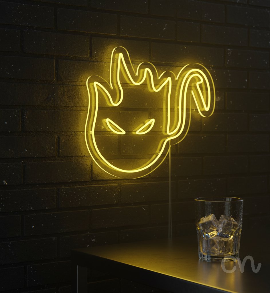 Custom Neon | Flame Face Neon Sign | 24x25 | Yellow Sign for Home Bar Bedroom Decor 2