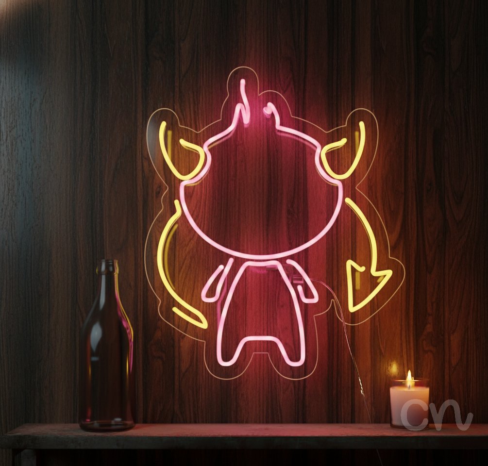 Custom Neon | Devil Design Neon Sign | 24x20 | Red, Yellow