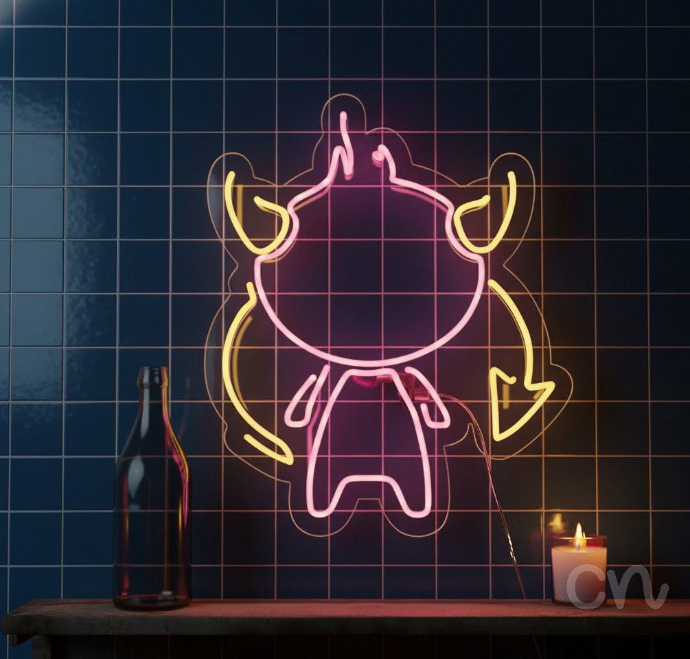 Custom Neon | Devil Design Neon Sign | 24x20 | Red, Yellow 2