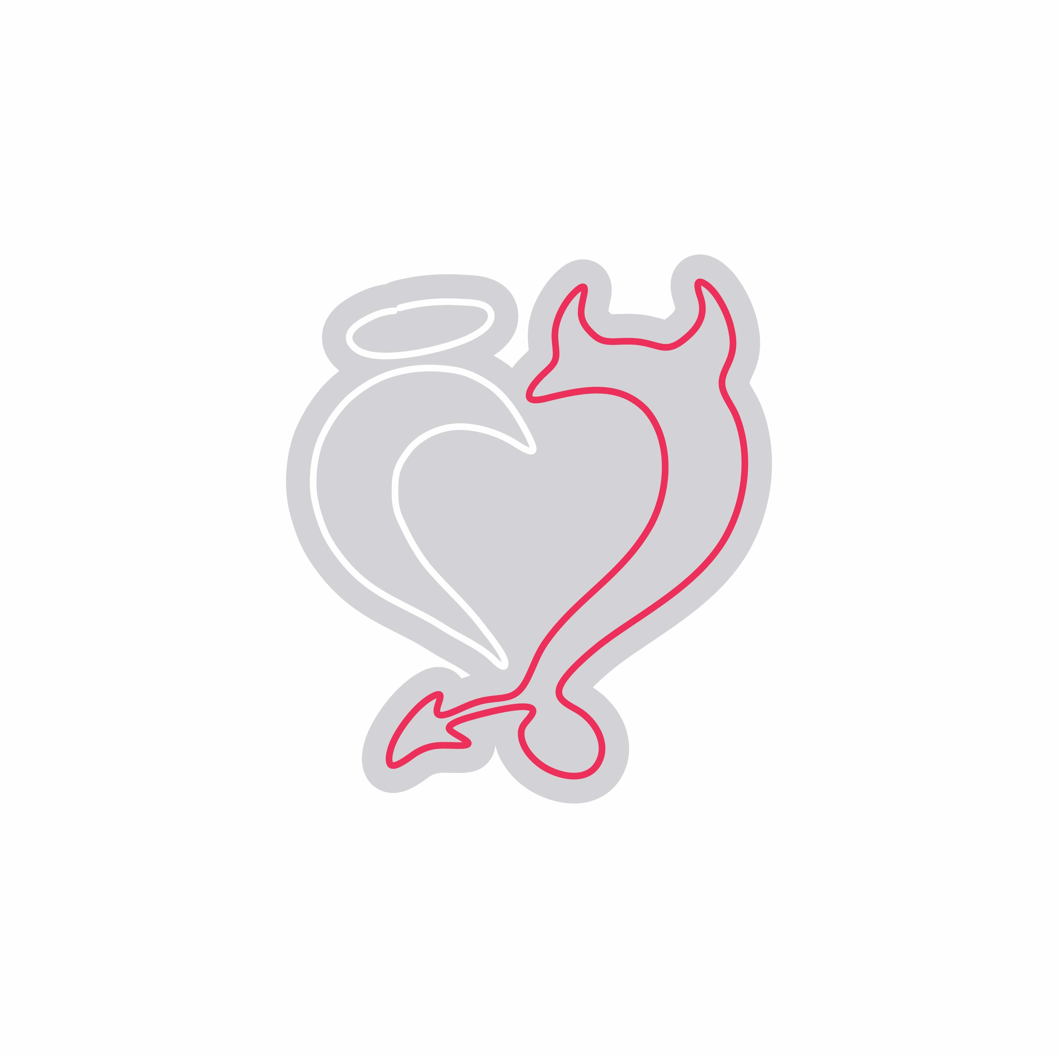 Custom Neon | Angel and Devil Heart Neon Sign | 26x23 | Hot Pink and Warm White 3