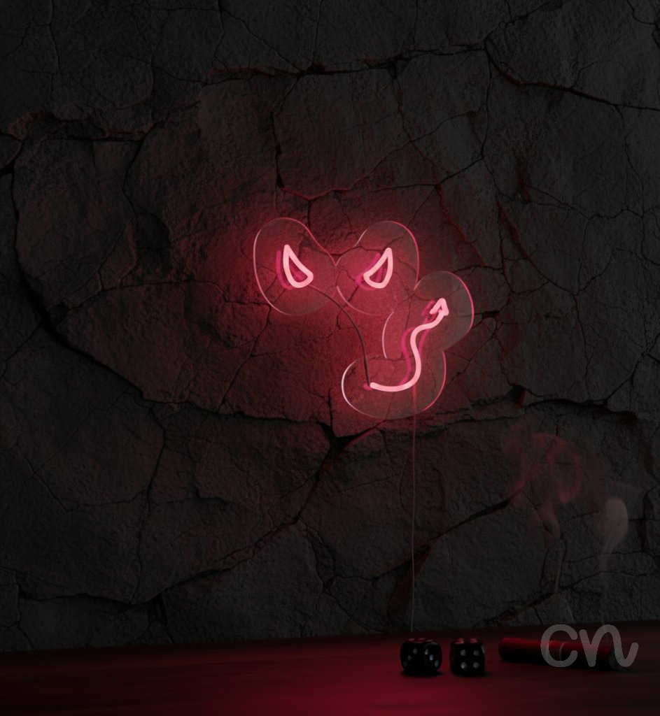 Custom Neon | Devil Face Neon Sign | 13x15 | Bright Pink 2