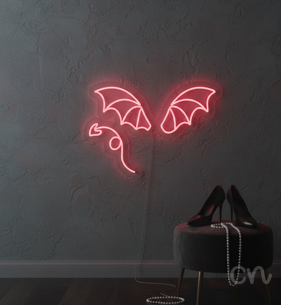 Custom Neon | Dragon Wings Neon Sign | 17x24 | Hot Pink Neon Sign Bedroom Home Decor