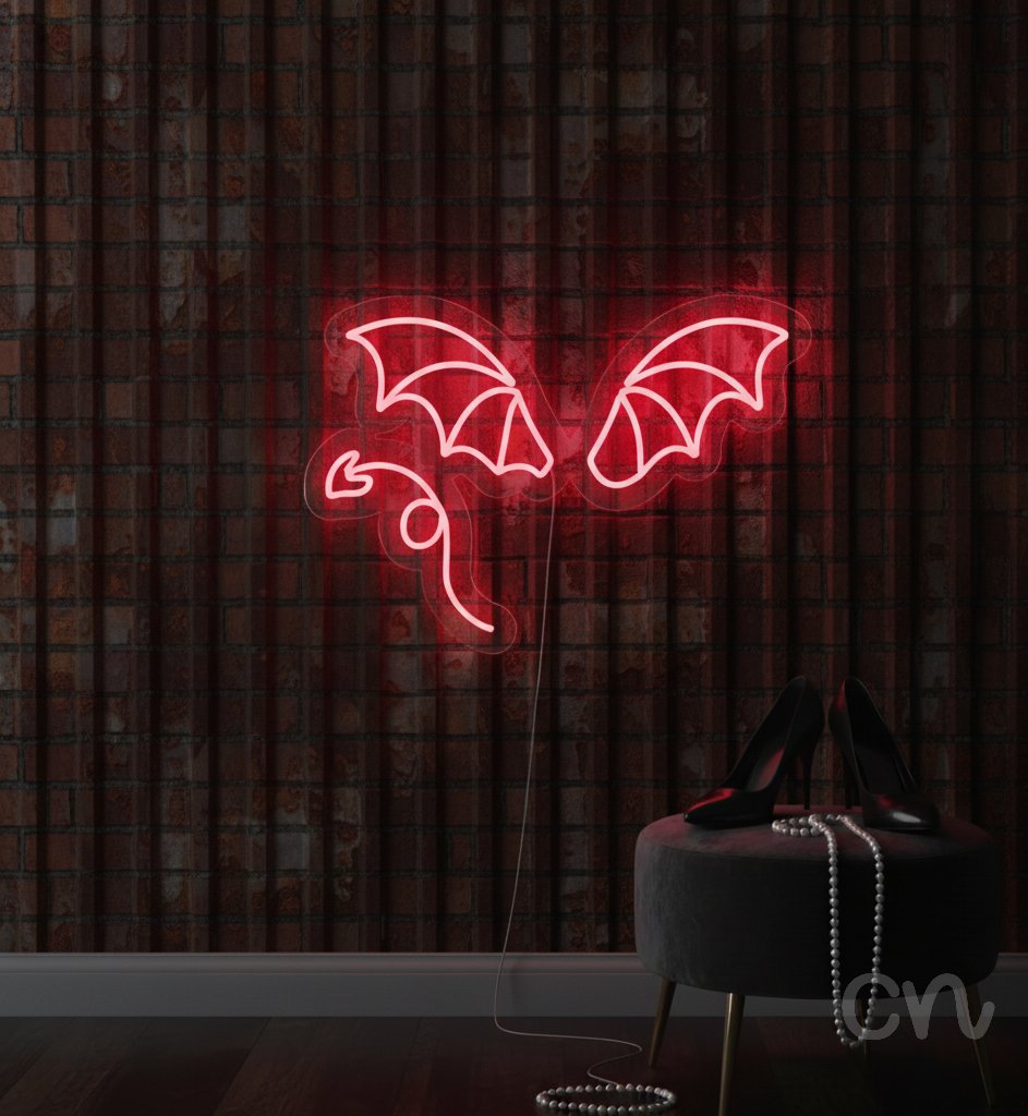 Custom Neon | Dragon Wings Neon Sign | 17x24 | Hot Pink Neon Sign Bedroom Home Decor 2