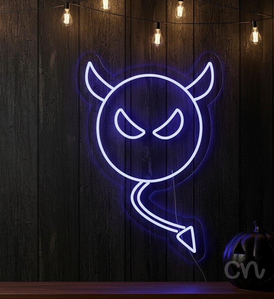 Custom Neon | Devil Balloon Neon Sign | 24x17 | Blue Neon Sign for Room Decor