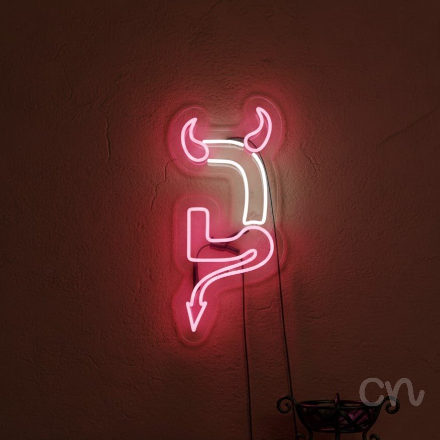 Custom Neon | Devil Horns Neon Sign | 24x11 | Hot Pink Neon Sign for Parties and Bars 2